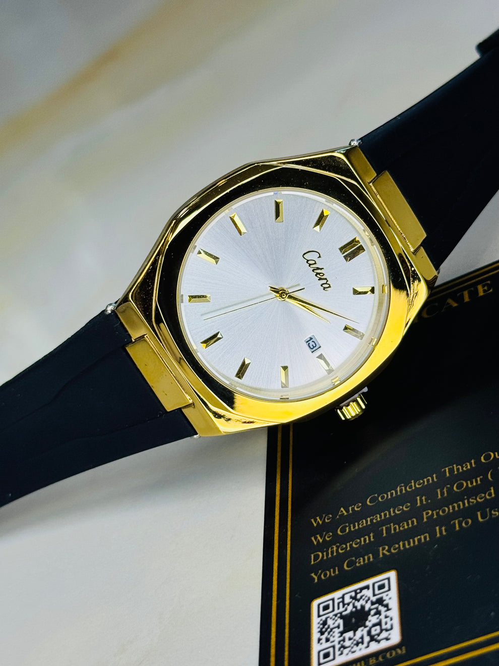 Black and grey gold watch