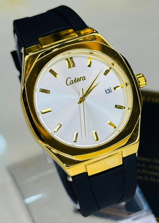 Black and grey gold watch